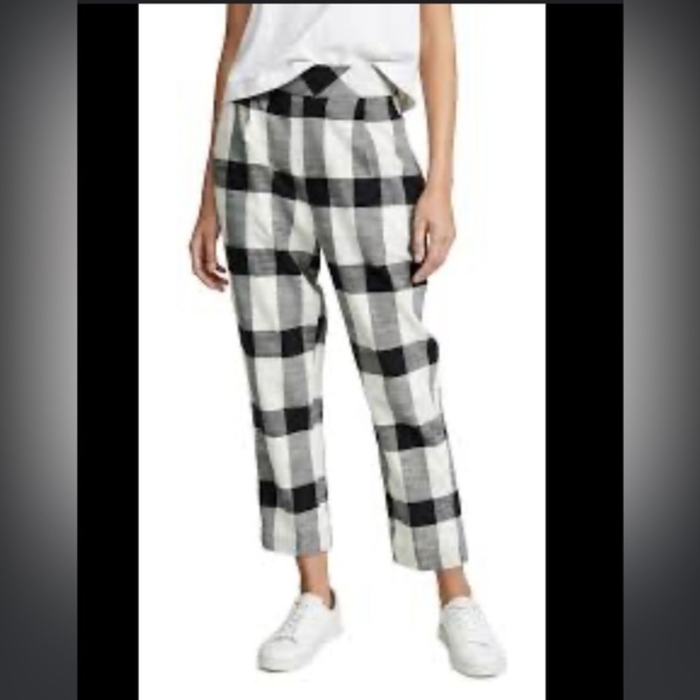 Free People pants Clear Skies Crop Pant - Black & White Bold Checks Size Small